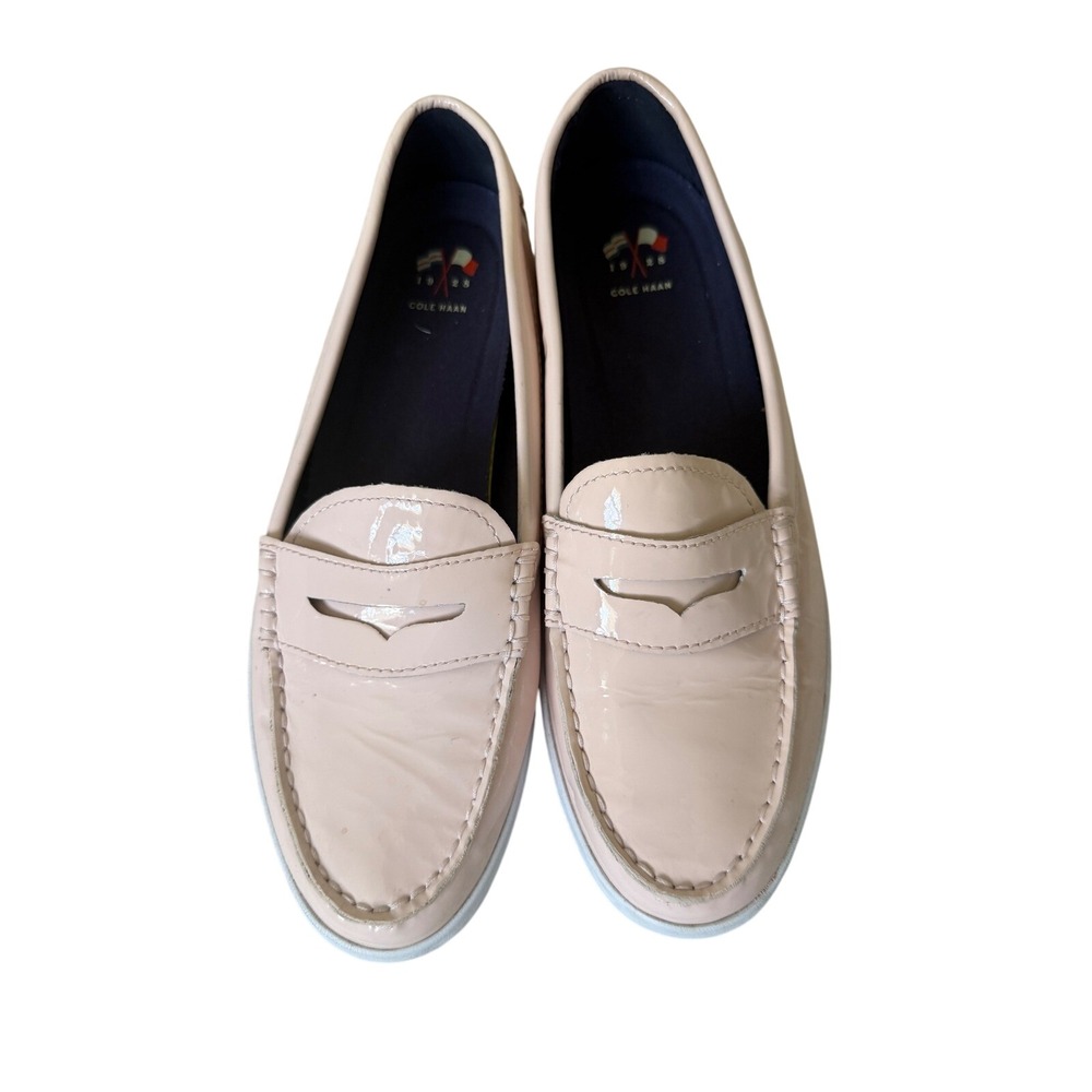 Cole Haan Grand.OS Womens Blush Pink Patent Leather Penny Loafers Shoes